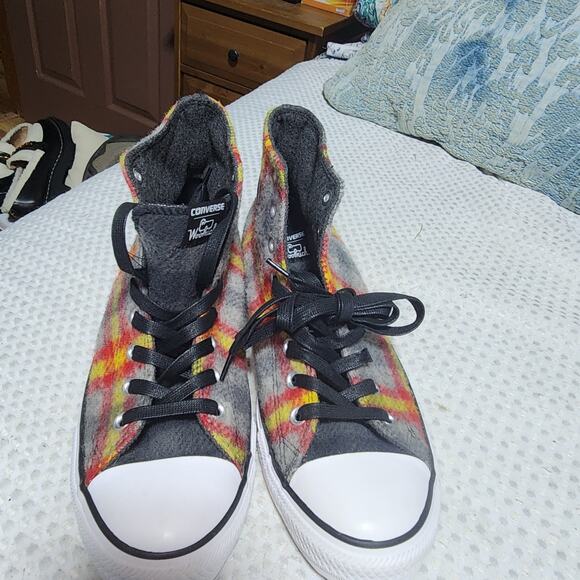 CONVERSE WOOLRICH COLLAB CHUCK TAYLORS  MENS SZ 10  HIGH TOP SNEAKER SHOES - Picture 2 of 10